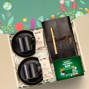Öğretmenler Günü Fincan Seti & Vintage Defter Hediye Kutusu