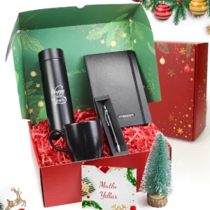 Dereceli Termos İçerikli Yılbaşı Kurumsal Şık Hediye Seti