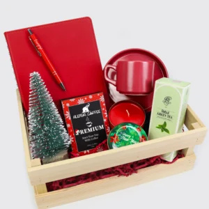 Ahşap Kasada Ajanda ve Kolonyalı Kurumsal Yılbaşı Hediye Seti