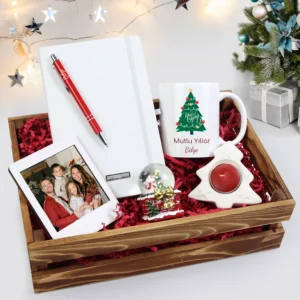 Ahşap Kasada YIlbaşı Konseptli Yeni Yıl Kurumsal Hediye Seti
