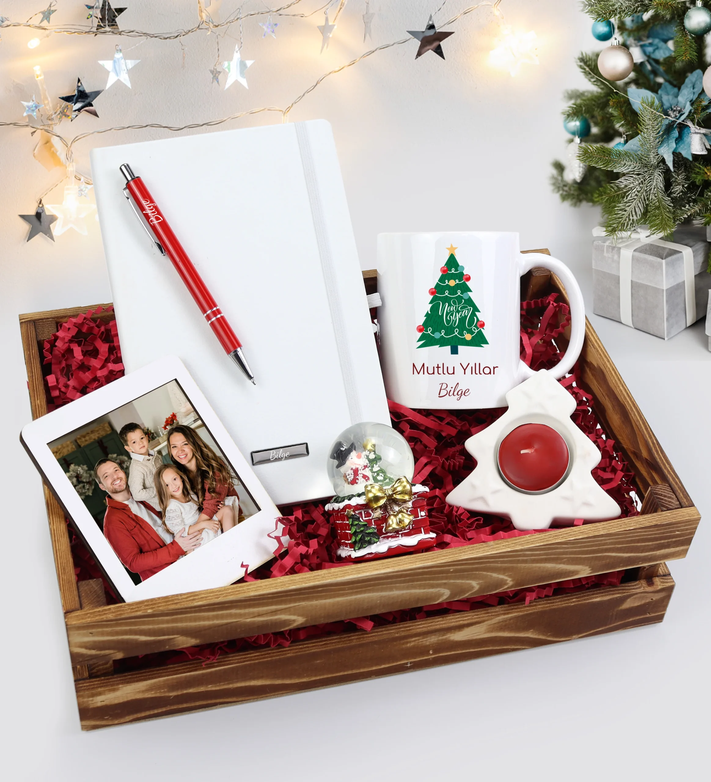 Ahşap Kasada YIlbaşı Konseptli Yeni Yıl Kurumsal Hediye Seti