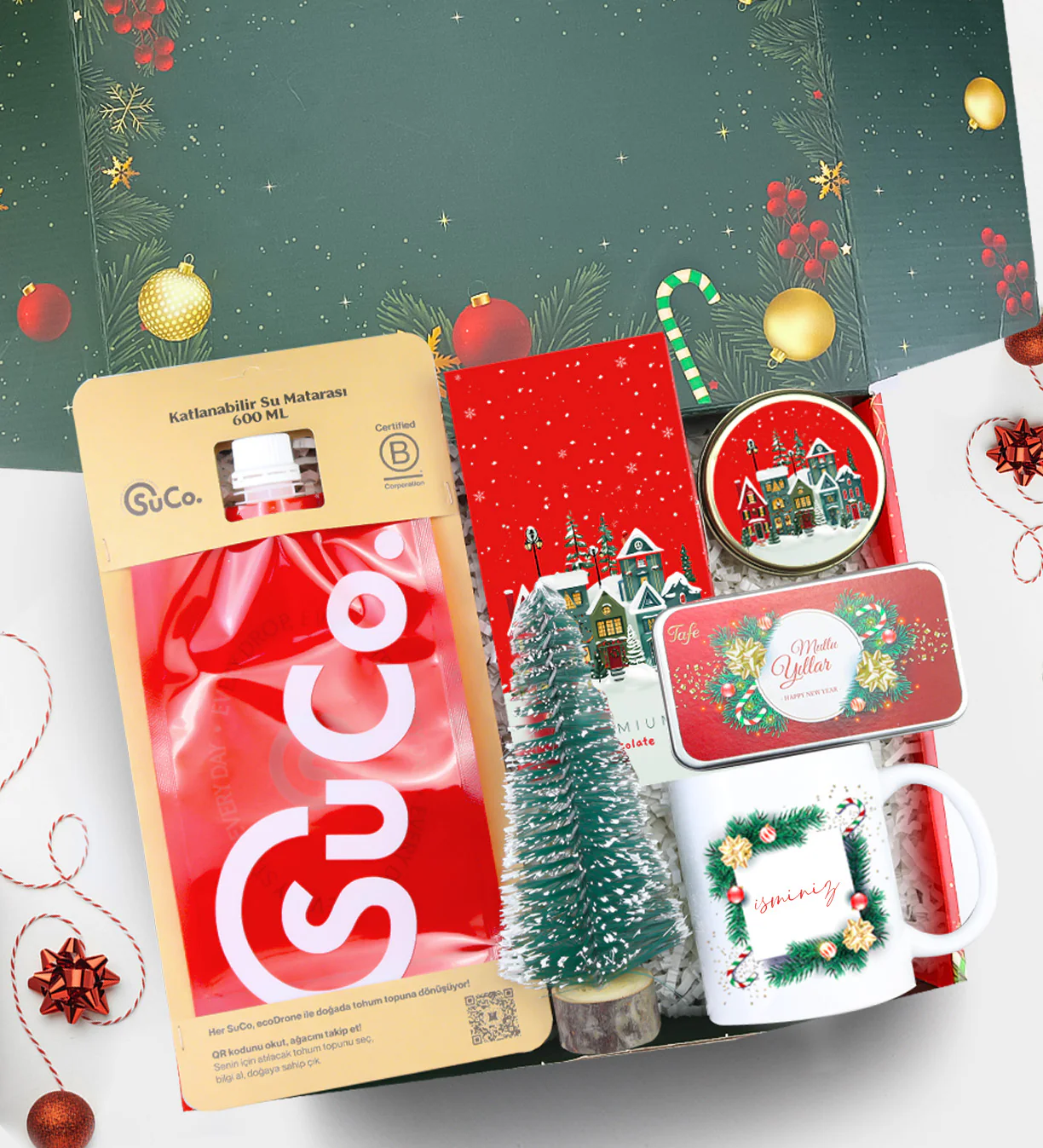 Yılbaşı Özel Çam Ağacı & Çikolatalı Kurumsal Hediye Seti