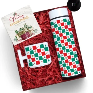 Yılbaşı Desenli Termos Kupa Yeni Yıl Hediye Seti